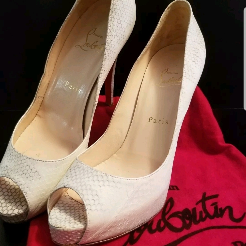 Authentic Christian Louboutin Python Peeptoe Heels - image 4